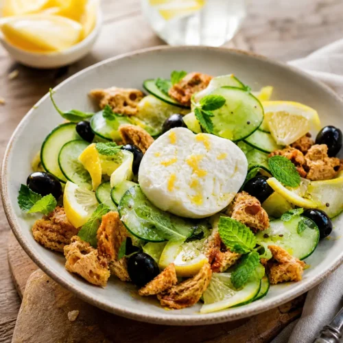 Cetrioli, mozzarella di bufala e limone marinato