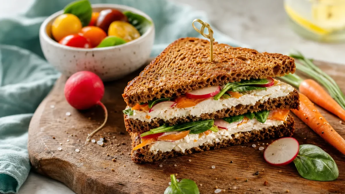 Club sandwich fit al pollo con pane integrale e verdure croccanti