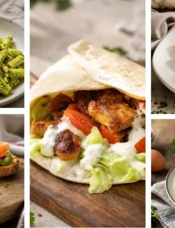 5 ricette fit per il pranzo: pasta ai broccoli, piadina con tempeh e tzatziki, gamberi saltati, toast con salmone e avocado, frittata di spinaci