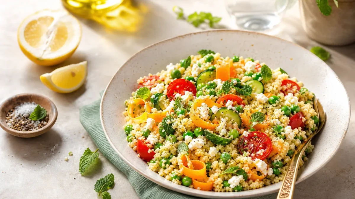 Cuscus integrale con verdure, menta e primo sale