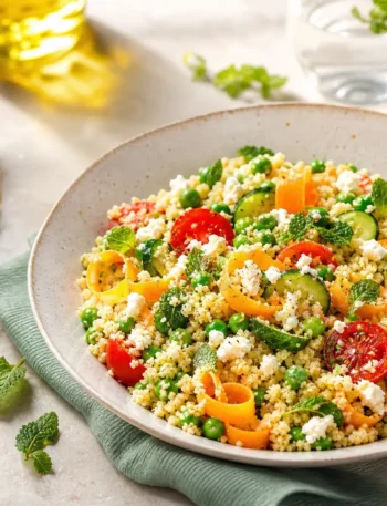 Cuscus integrale con verdure, menta e primo sale