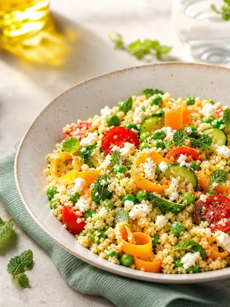 Cuscus integrale con verdure, menta e primo sale
