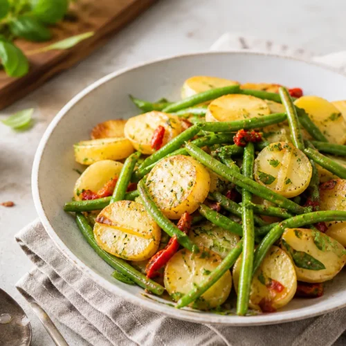Fagiolini al peperoncino e patate al cartoccio con burro aromatico