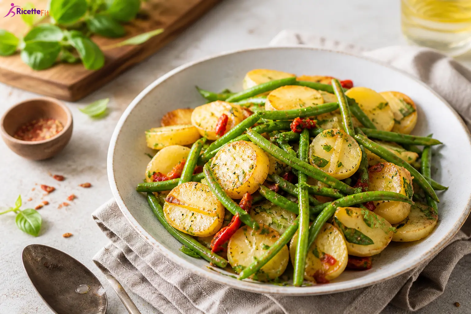 Fagiolini al peperoncino e patate al cartoccio con burro aromatico