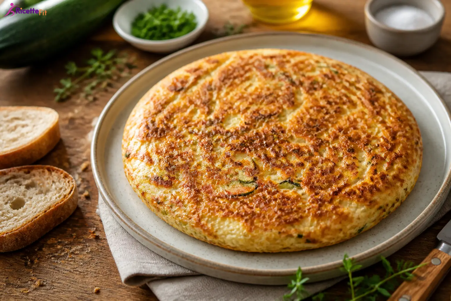 Frittata di albumi con zucchine e feta light dorata