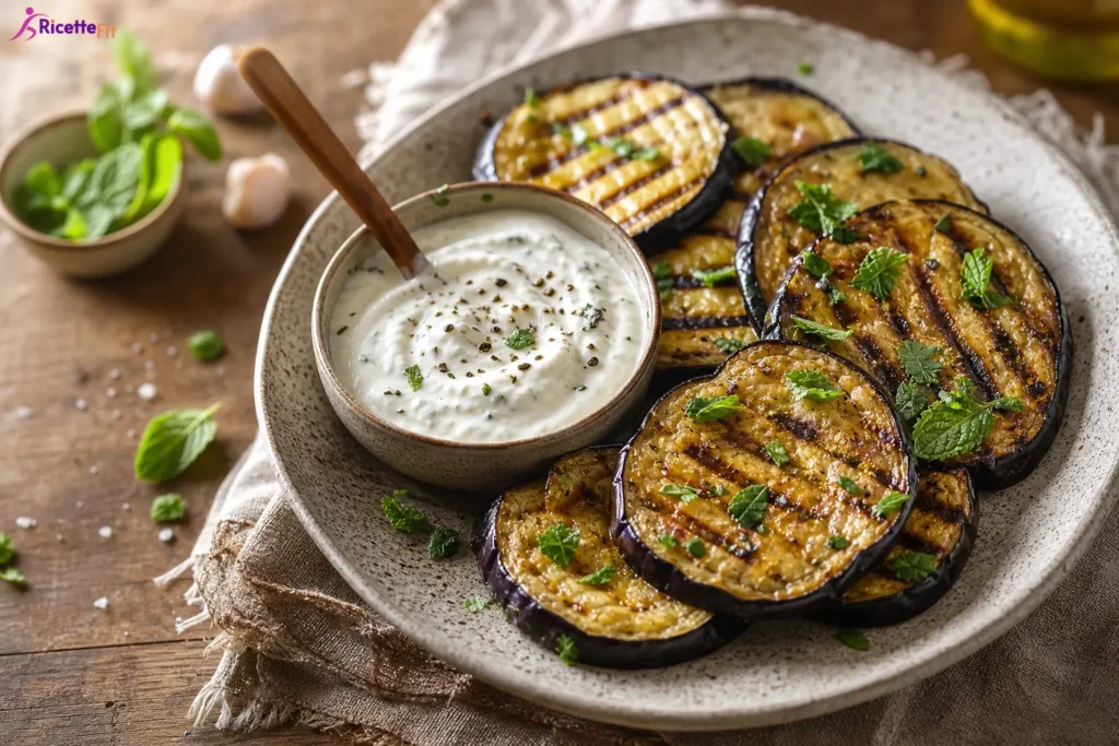 Melanzane grigliate con salsa allo yogurt greco e menta