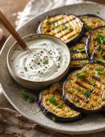 Melanzane grigliate con salsa allo yogurt greco e menta