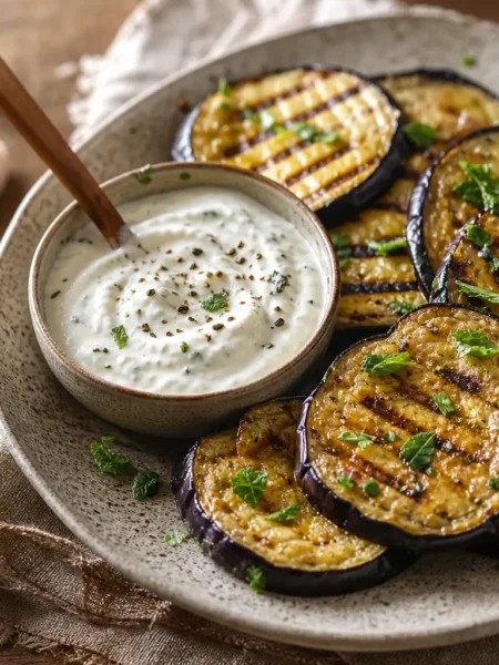 Melanzane grigliate con salsa allo yogurt greco e menta