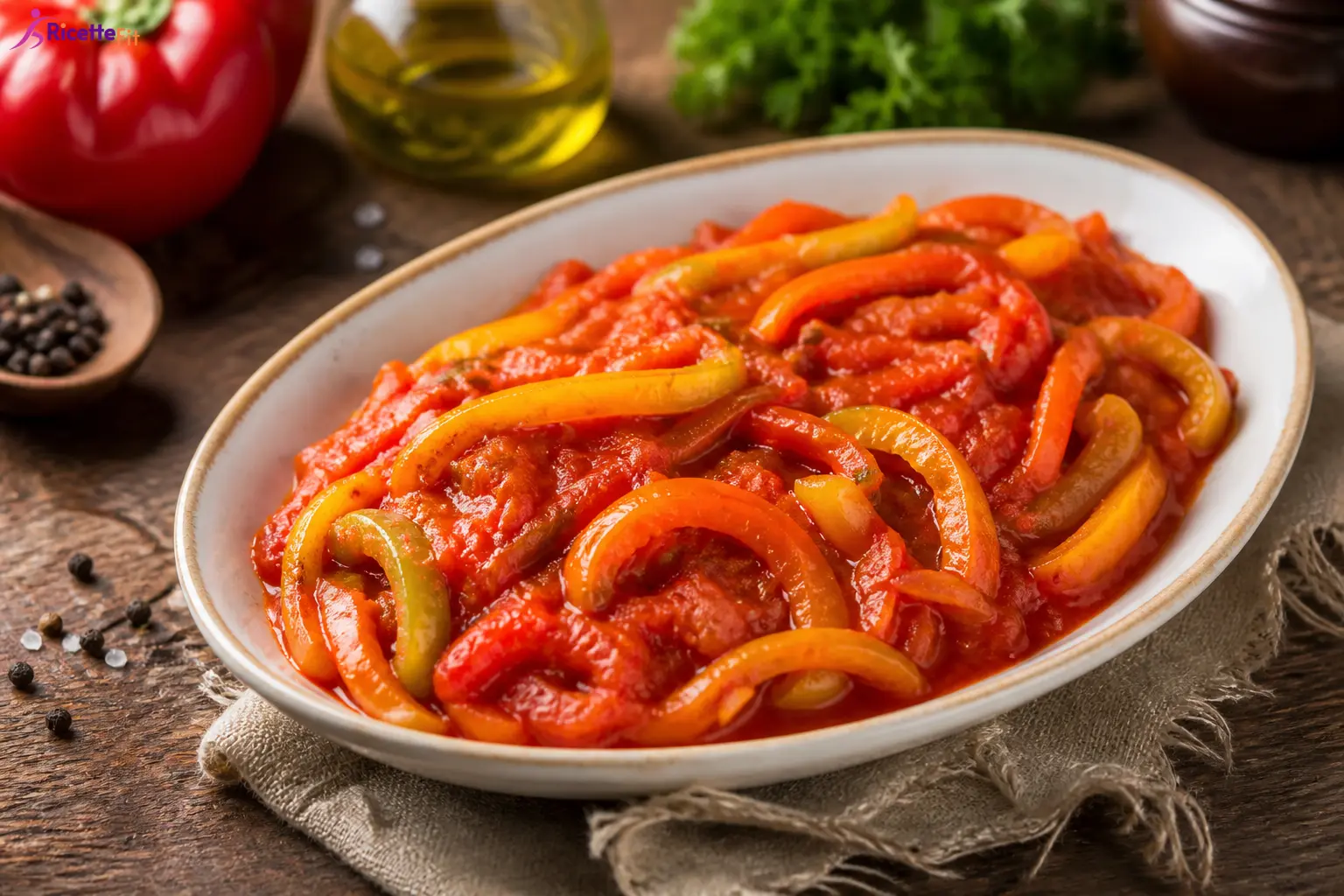 Peperonata fit con peperoni stufati al pomodoro