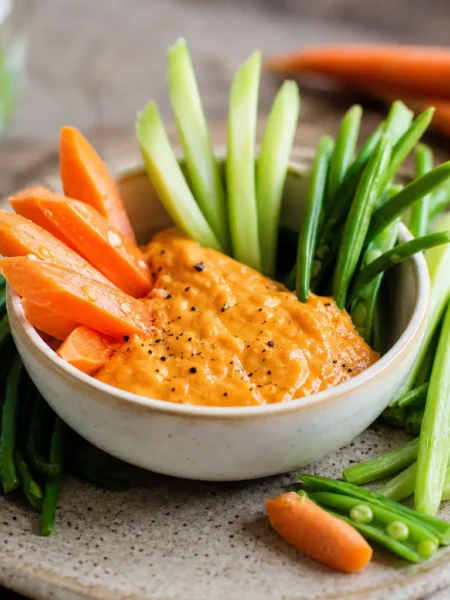 Pinzimonio con salsa alla pesca e verdure croccanti