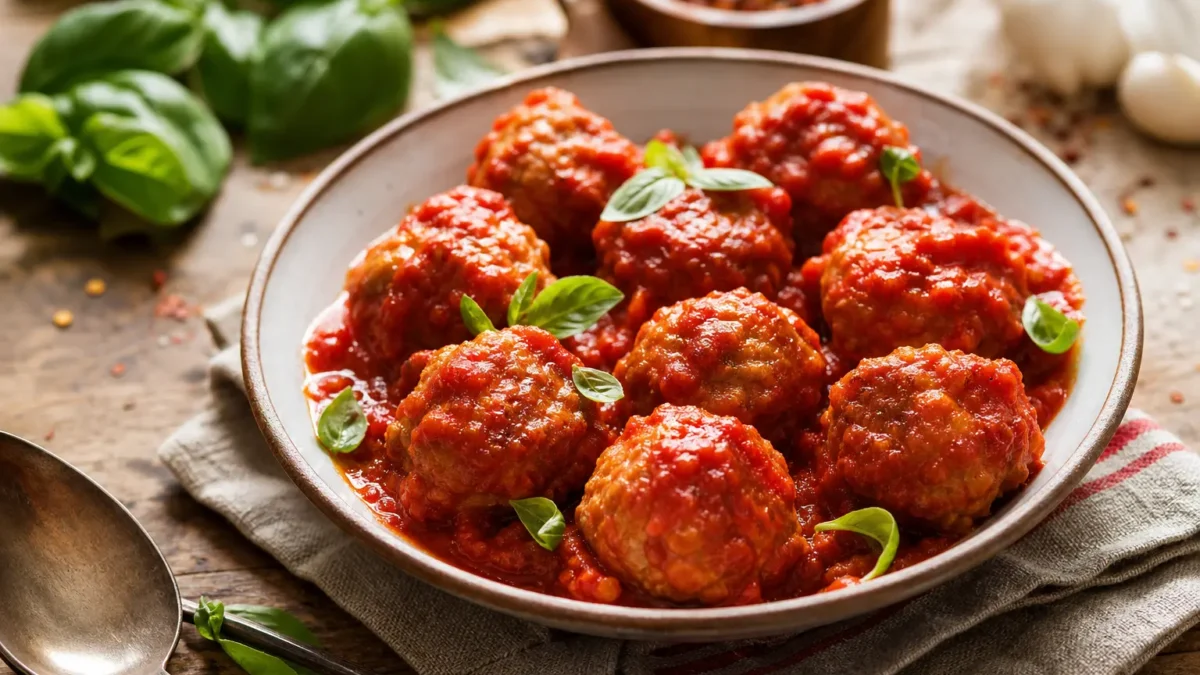 Polpette di pesce spada al sugo con basilico fresco