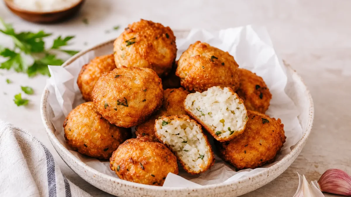 Polpette di spigola e patate light al forno dorate con prezzemolo