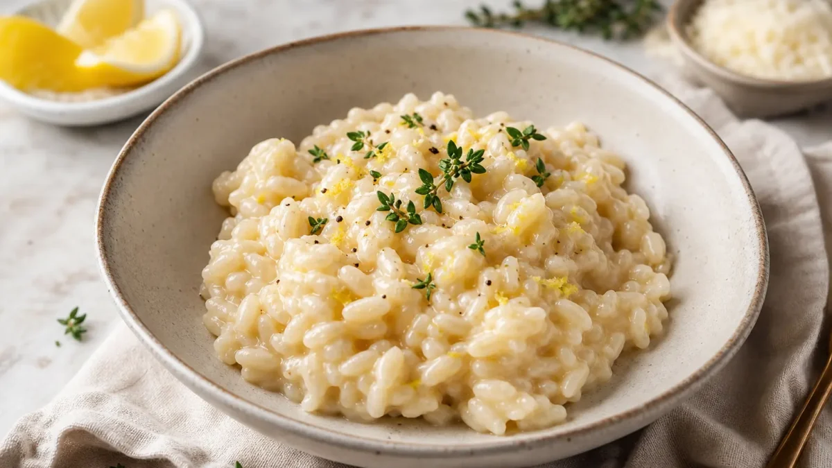 Risotto al limone e timo con yogurt greco cremoso