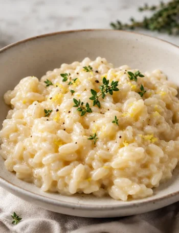 Risotto al limone e timo con yogurt greco cremoso