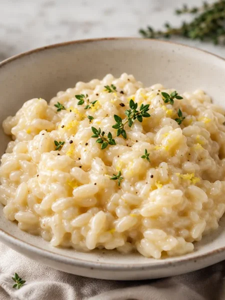Risotto al limone e timo con yogurt greco cremoso