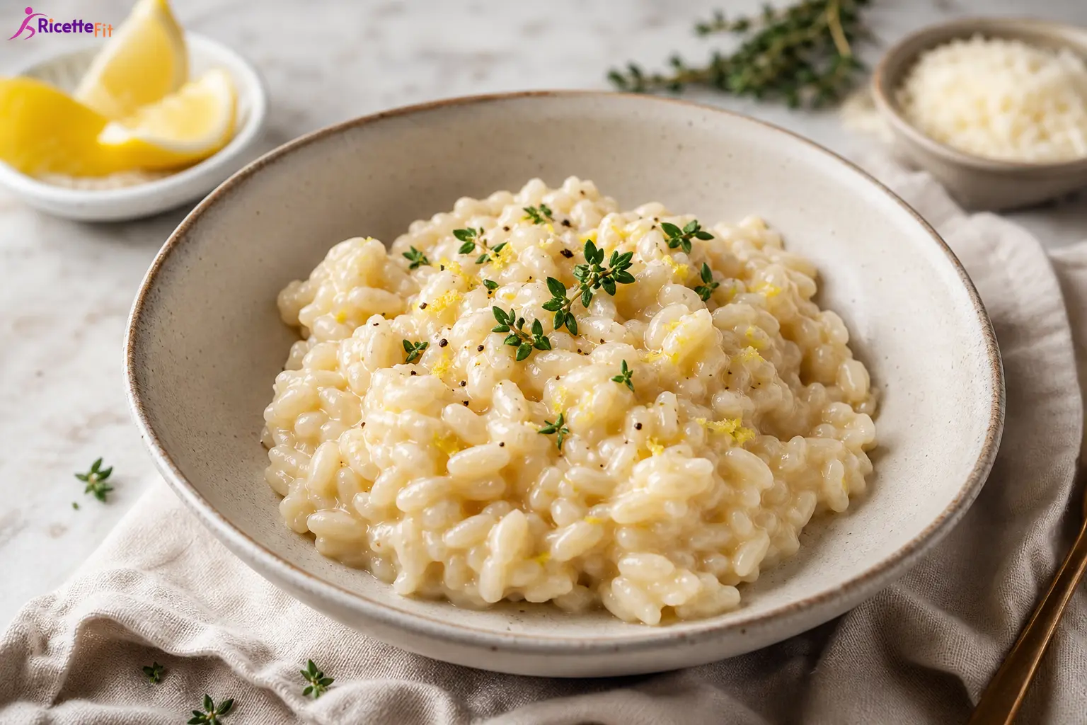 Risotto al limone e timo con yogurt greco cremoso