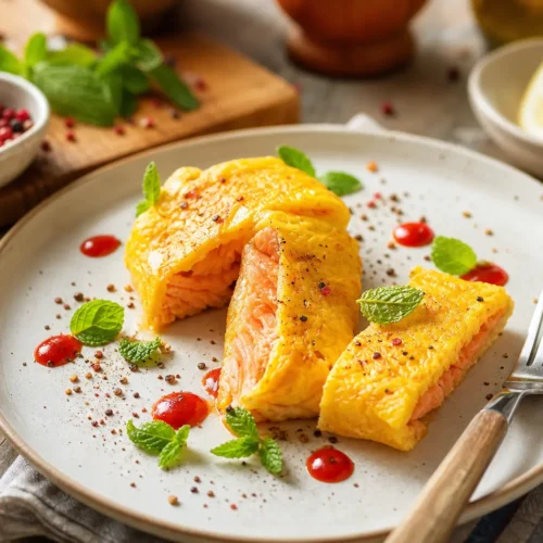 Salmone in crosta di patate e due salse