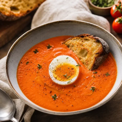 Salmorejo con uovo morbido e ‘nduja