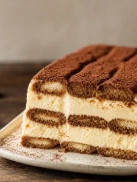 Semifreddo al tiramisù fit con cacao e strati di savoiardi al caffè