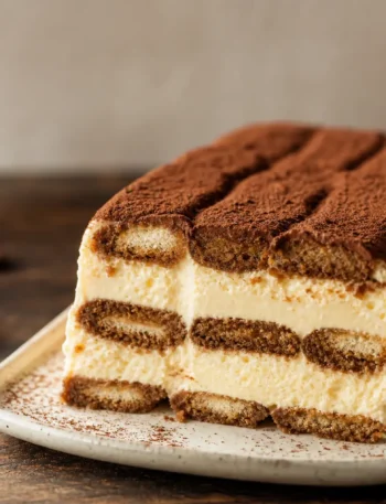 Semifreddo al tiramisù fit con cacao e strati di savoiardi al caffè