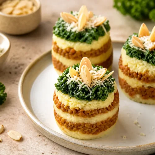 Tortino di patate dolci, spinaci e lenticchie