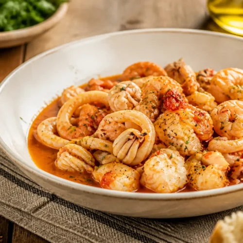 Zuppetta di pesce leggera con pomodoro e prezzemolo