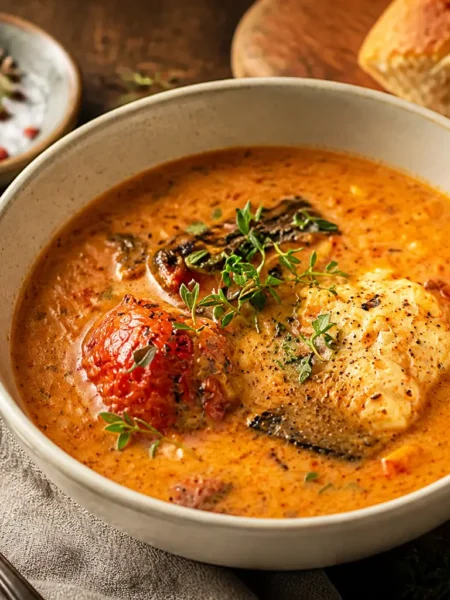 Zuppetta di pesce light con zafferano e verdure in ciotola
