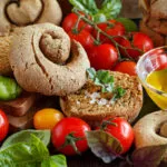 Ricette senza glutine facili con prodotti da forno, pomodori, basilico e olio extravergine di oliva.