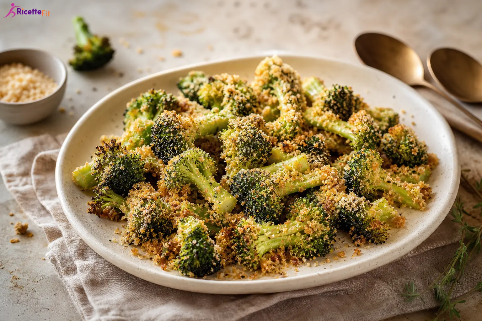 Broccoli croccanti al forno con pangrattato integrale e limone
