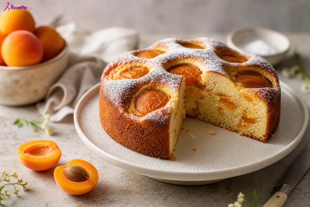 Cake alle albicocche fit soffice con yogurt greco e zucchero a velo