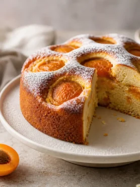 Cake alle albicocche fit soffice con yogurt greco e zucchero a velo