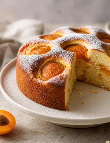 Cake alle albicocche fit soffice con yogurt greco e zucchero a velo