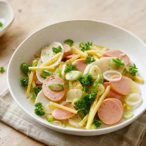 Cervelas e formaggio in insalata