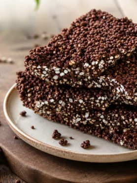 Ciocorì fit con riso soffiato e cioccolato fondente su piatto