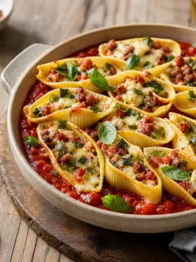 Conchiglioni gratinati fit con ragù leggero, zucchine e mozzarella light
