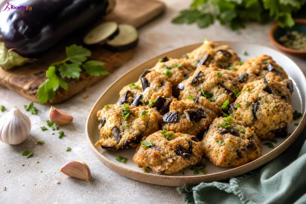 Crocchette di melanzane al forno fit con prezzemolo fresco