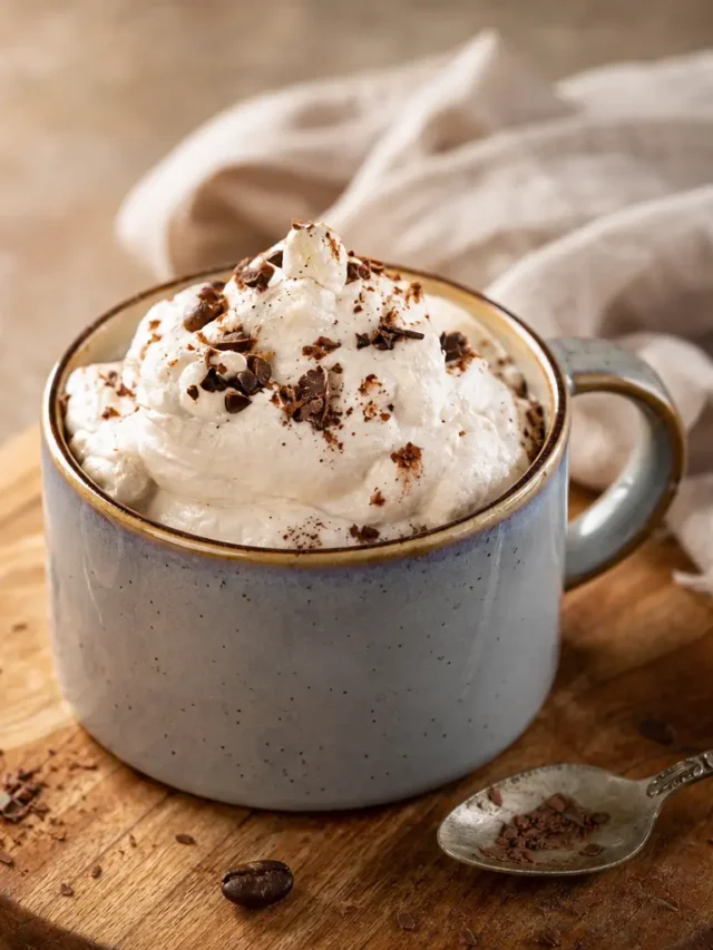 Crema al caffè fit in tazza con cacao e cioccolato fondente