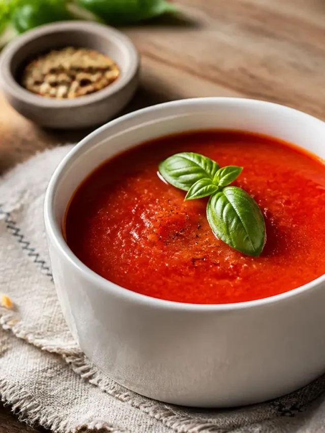 Sugo di pomodoro fresco al basilico in casseruola bianca
