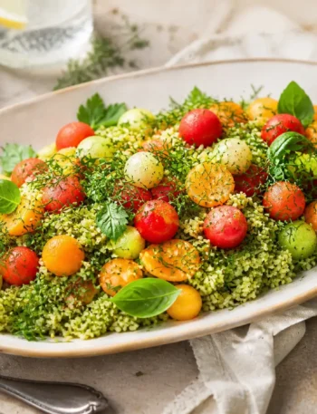 Cuscus alle erbe con anguria, melone e cetriolo