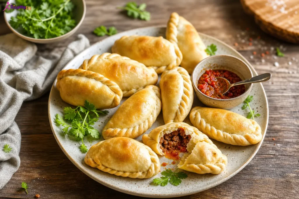 Empanadas fit al forno con manzo magro e salsa rossa piccante