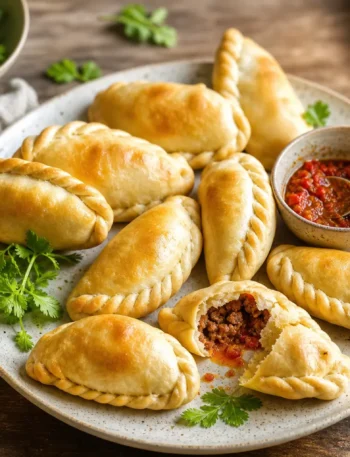 Empanadas fit al forno con manzo magro e salsa rossa piccante