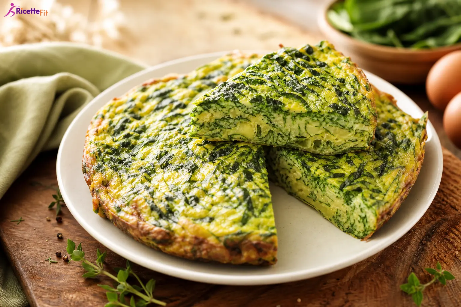 Frittata di albumi con spinaci e ricotta