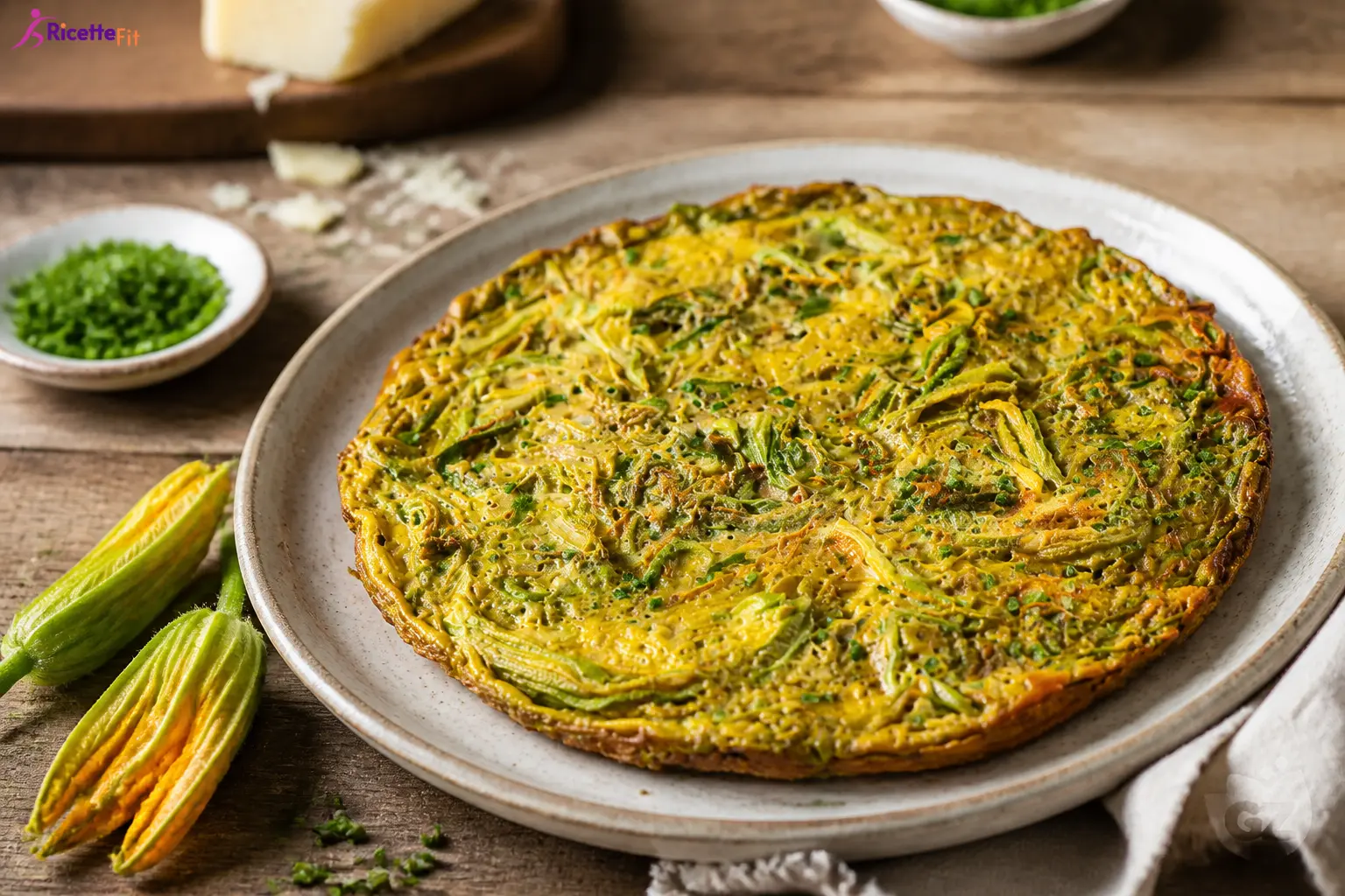 Frittata fit ai fiori di zucca con zucchine ed erbe fresche