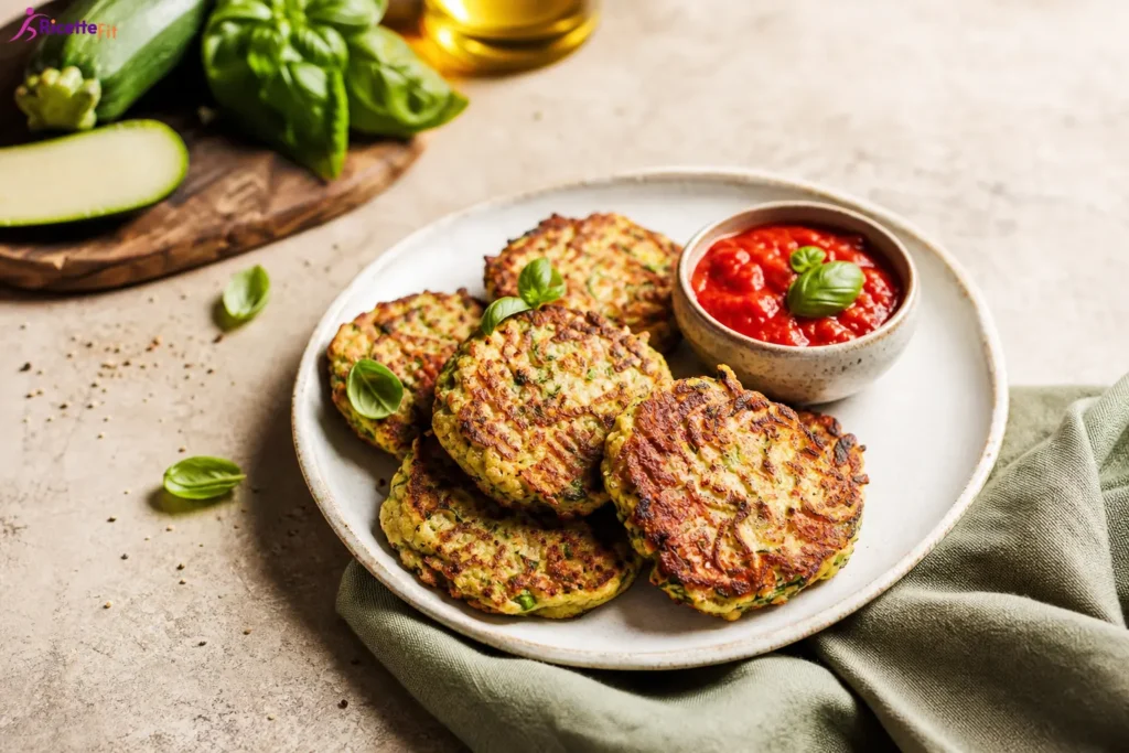 Frittelle alle zucchine fit con salsa di pomodoro al basilico