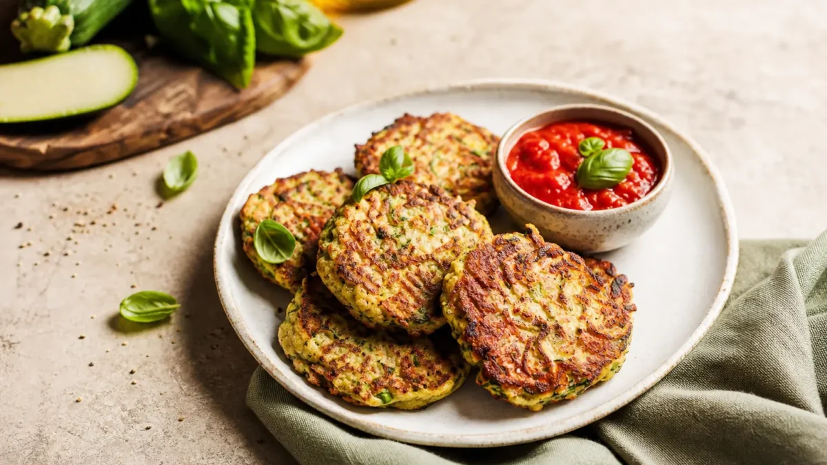 Frittelle alle zucchine fit con salsa di pomodoro al basilico