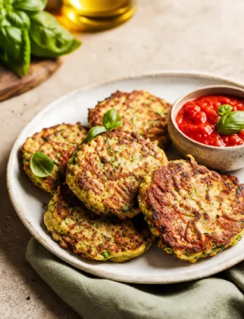 Frittelle alle zucchine fit con salsa di pomodoro al basilico