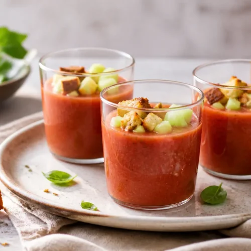Gazpacho con cetriolo e crostini integrali