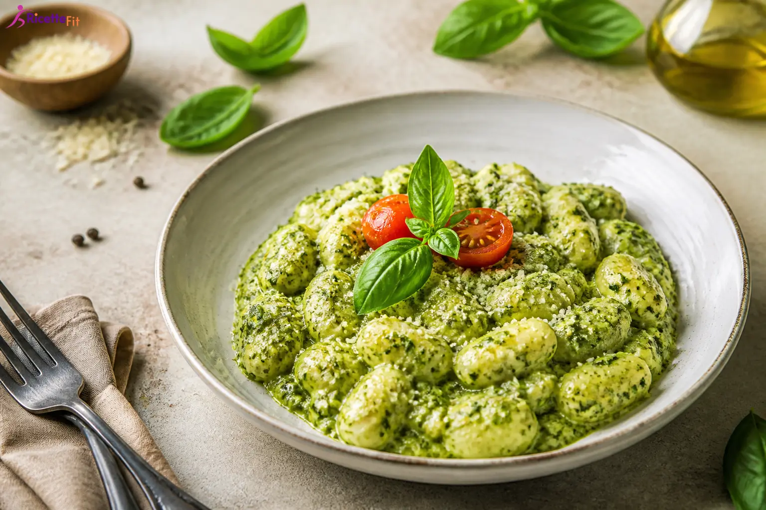 Gnocchi di ricotta con pesto di rucola