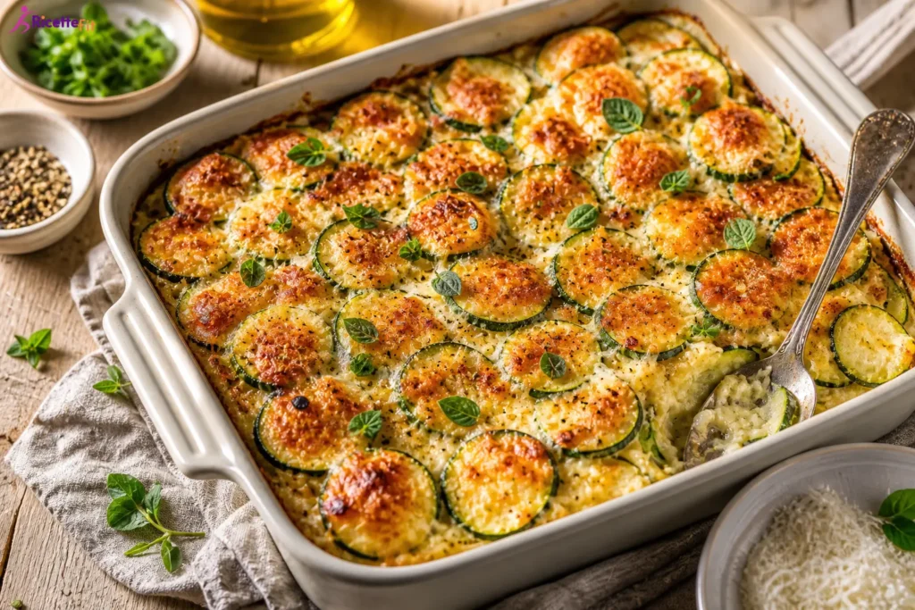 Gratin di zucchine con quinoa e prosciutto cotto in pirofila
