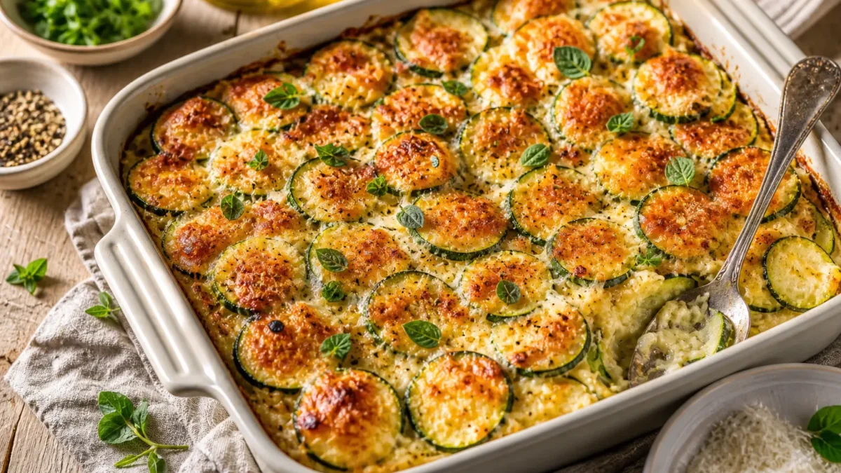 Gratin di zucchine con quinoa e prosciutto cotto in pirofila